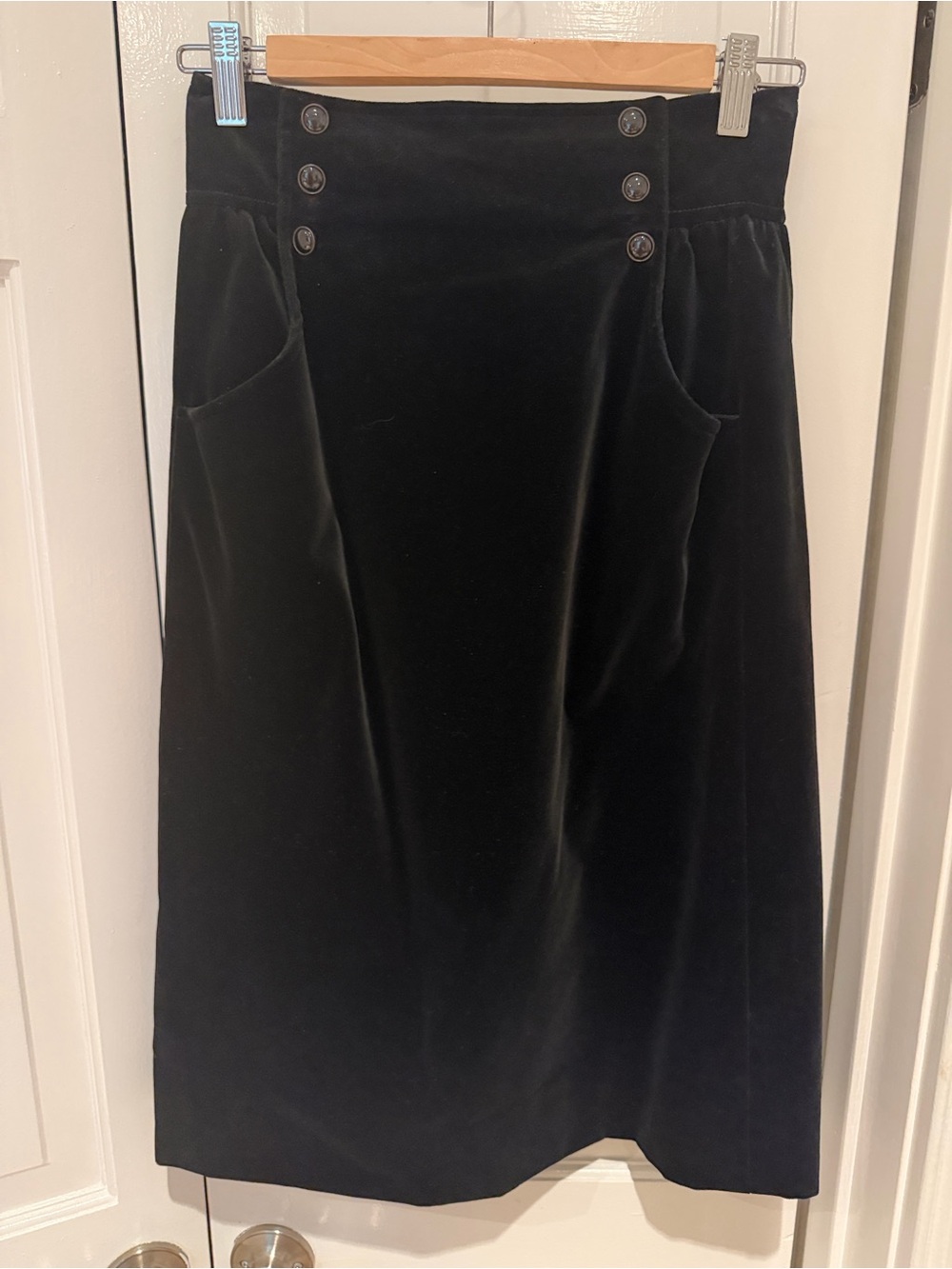 Vintage Emanuel Ungaro Black Velvet A-Line Skirt